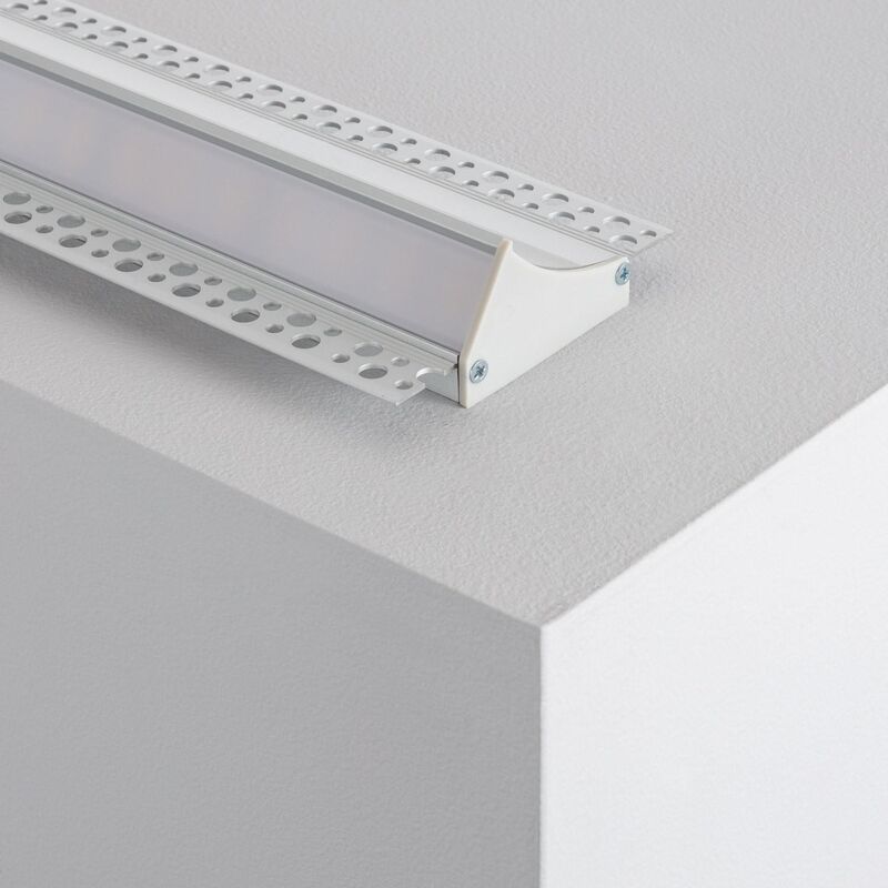 foto del prodotto efectoled profilo in alluminio da incasso in gesso cartongesso con coperchio continuo per strisce led fino a 20mm 5 m