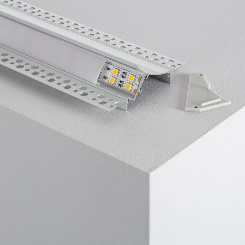 foto del prodotto efectoled profilo in alluminio da incasso in gesso cartongesso con coperchio continuo per strisce led fino a 20mm 8 m