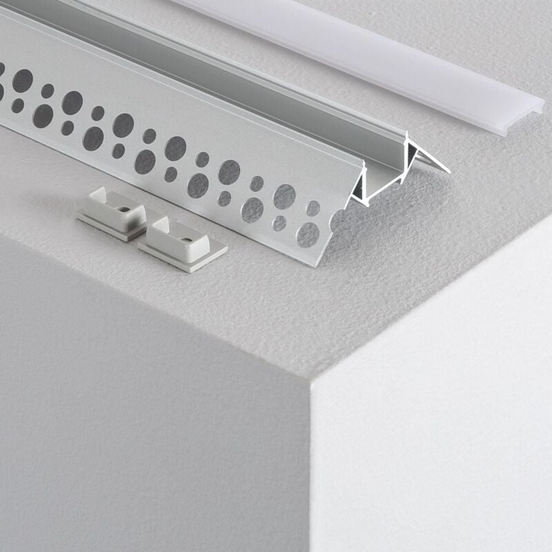 foto del prodotto efectoled profilo in alluminio integrazione in cartongesso per angoli esterni striscia led fino a 8mm 6 m