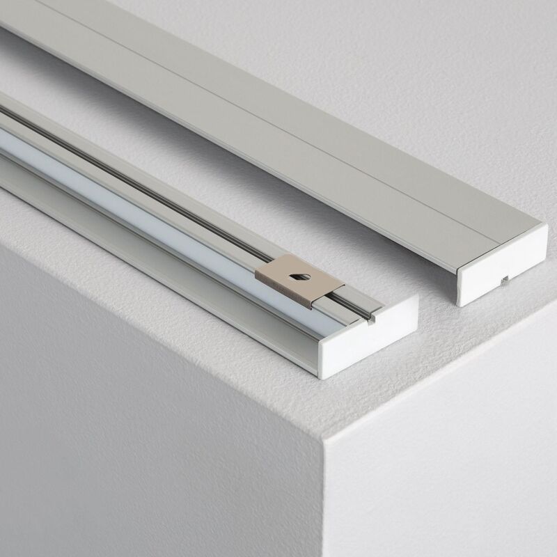 foto del prodotto efectoled profilo in alluminio superficie di modanatura doppia 1m per strisce led fino a 10mm coperchio traslucido