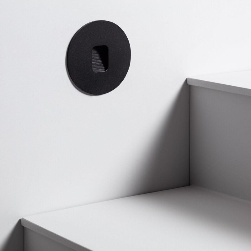 foto del prodotto efectoled segnapasso da esterno led 2w da incasso a parete circolare nero grasset bianco naturale 4000k