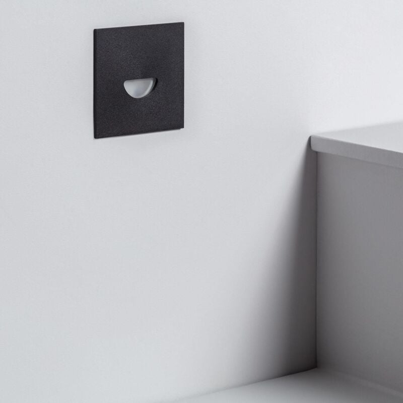 foto del prodotto efectoled segnapasso da esterno led 2w da incasso a parete quadrato nero guell bianco caldo 2700k