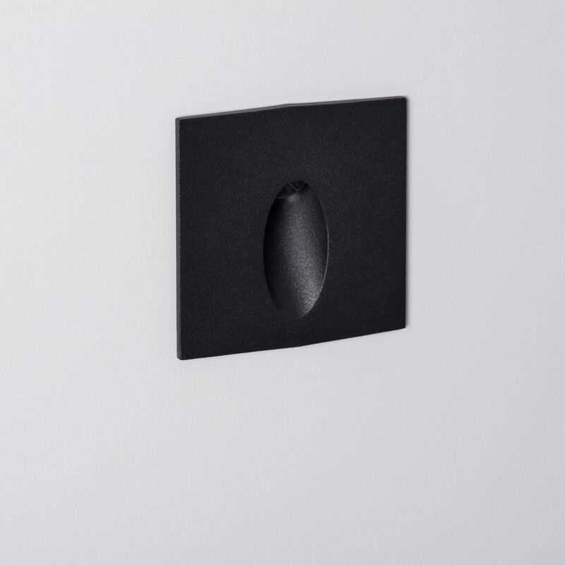 foto del prodotto efectoled segnapasso da parete led 3w in alluminio quadrato ovale wabi nero bianco caldo 2700k