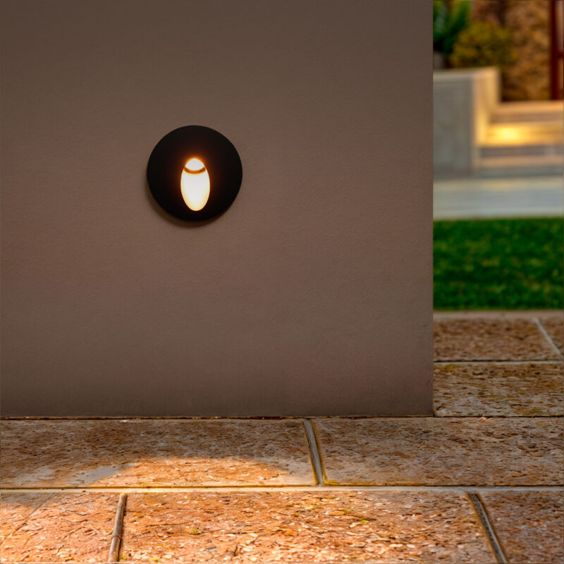 foto del prodotto efectoled segnapasso per esterni led 3w da incasso a parete circolare grigio boiler 4000k bianco naturale