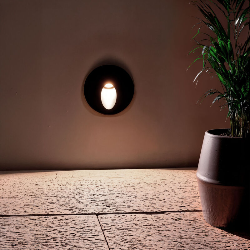 foto del prodotto efectoled segnapasso per esterni led 3w da incasso a parete circolare grigio boiler bianco caldo 2700k