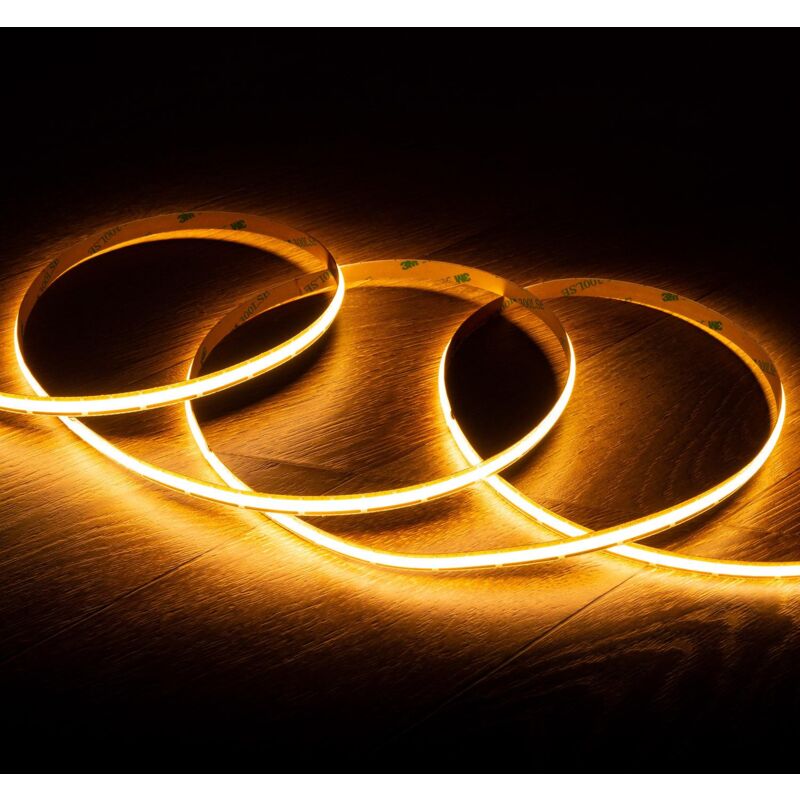 foto del prodotto efectoled striscia led 12v dc cob 500 led m 5m ip20 larghezza 8mm freecut bianco caldo 2200k