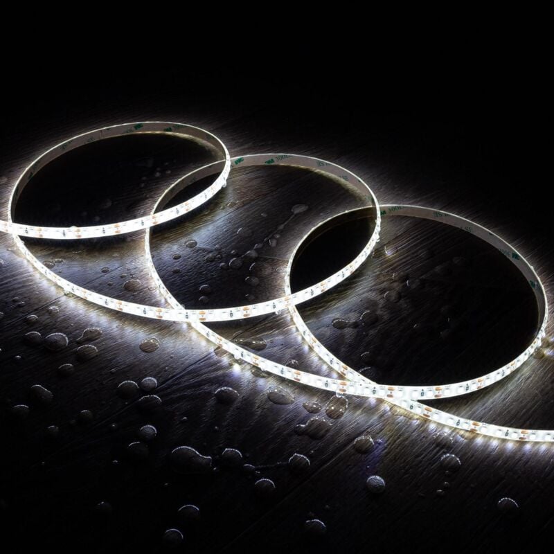 foto del prodotto efectoled striscia led 12v dc smd2835 120led m 5m ip65 larghezza 8mm taglio ogni 2.5cm bianco freddo 6000k