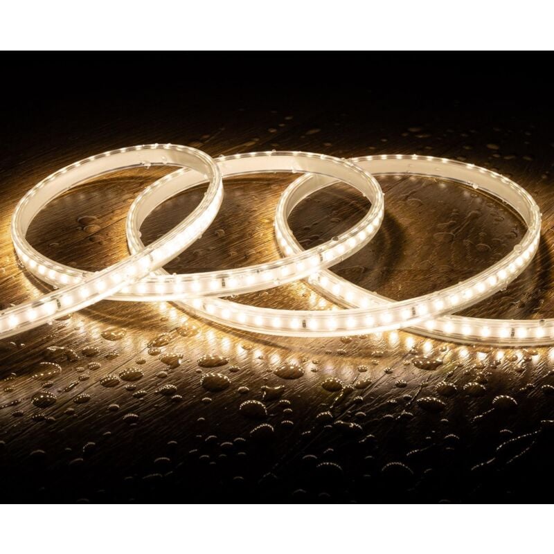 foto del prodotto efectoled striscia led 220v smd2835 120led m bianco neutro ip65 larghezza 12mm taglio 100cm 6 m
