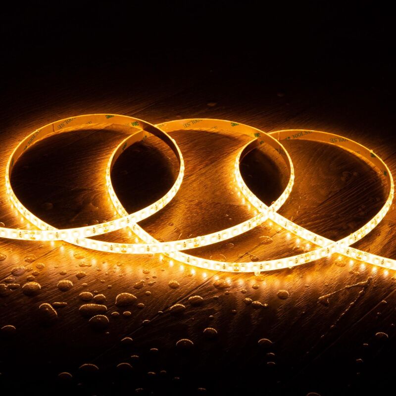 foto del prodotto efectoled striscia led 24v dc smd2835 120led m 5m ip65 larghezza 8mm taglio 5cm bianco caldo 2200k