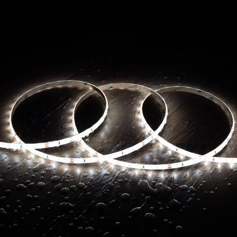 foto del prodotto efectoled striscia led 24v dc smd2835 60led m 5m ip65 larghezza 8mm taglio 10cm bianco freddo 6000k