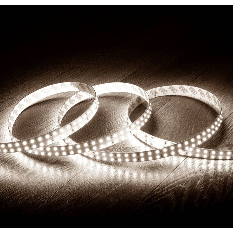 foto del prodotto efectoled striscia led doppia 12v dc 204 led m 5m ip20 larghezza 14mm taglio ogni 3cm bianco freddo 5000k