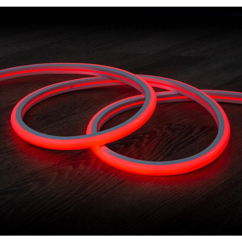 foto del prodotto efectoled striscia led neon 7.5 w m regolabile 220v ac 120 led m semicircolare 180 rosso ip67 su misura taglio ad ogni 100 cm 16 m