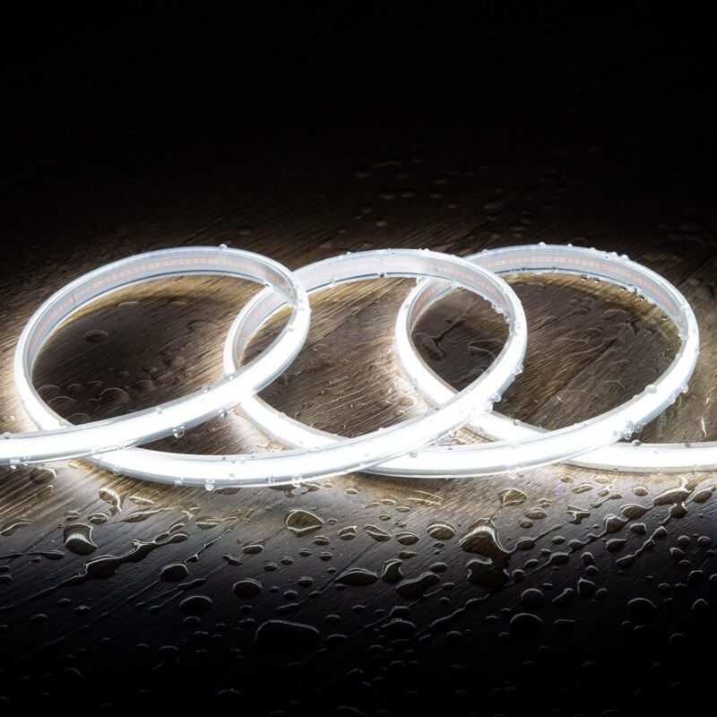 foto del prodotto efectoled striscia led regolabile 220v cob 320 led m bianco freddo ip65 cri90 larghezza 12mm taglio 50cm 7 m