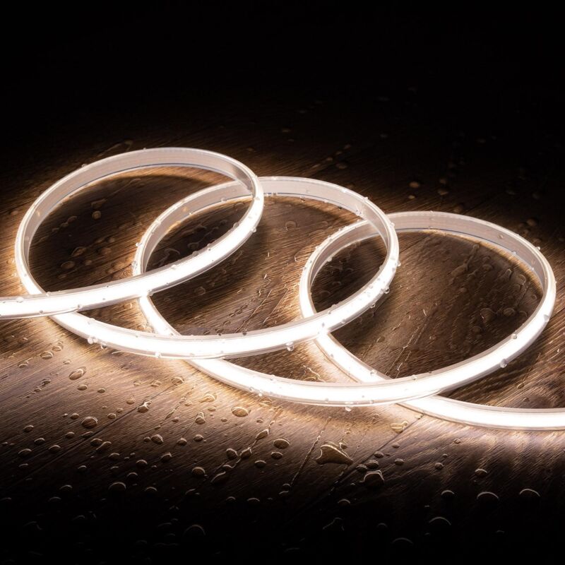 foto del prodotto efectoled striscia led regolabile 220v cob senza raddrizzatore 320 led m 720 lm m larghezza 12 mm ip65 taglio ogni 50 cm su misura bianco naturale