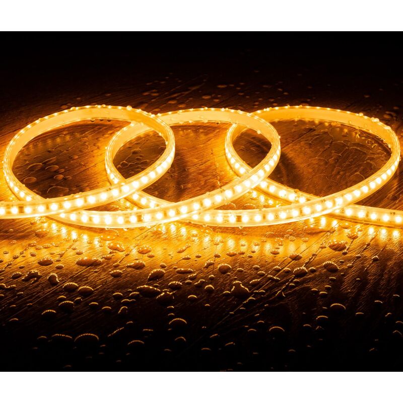 foto del prodotto efectoled striscia led regolabile 220v smd2835 senza raddrizzatore 120led m 1000 lm m ip65 larghezza 12mm taglio 10 cm su misura bianco caldo 5 m