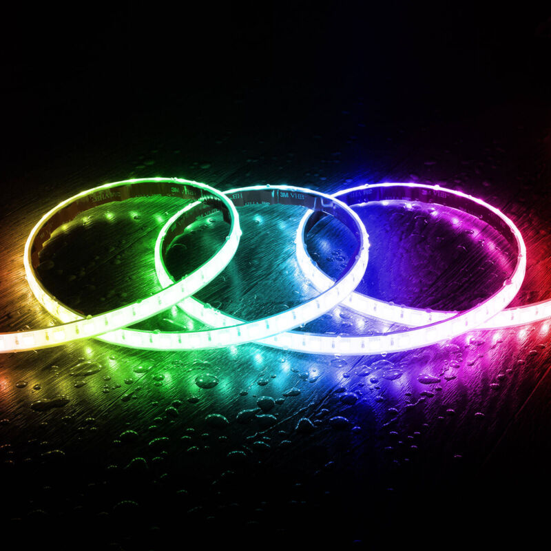 foto del prodotto efectoled striscia led rgb 220v ac smd5050 silicone flex 60 led m ip67 su misura larghezza 12mm taglio ogni 100 cm con telecomando 8 m