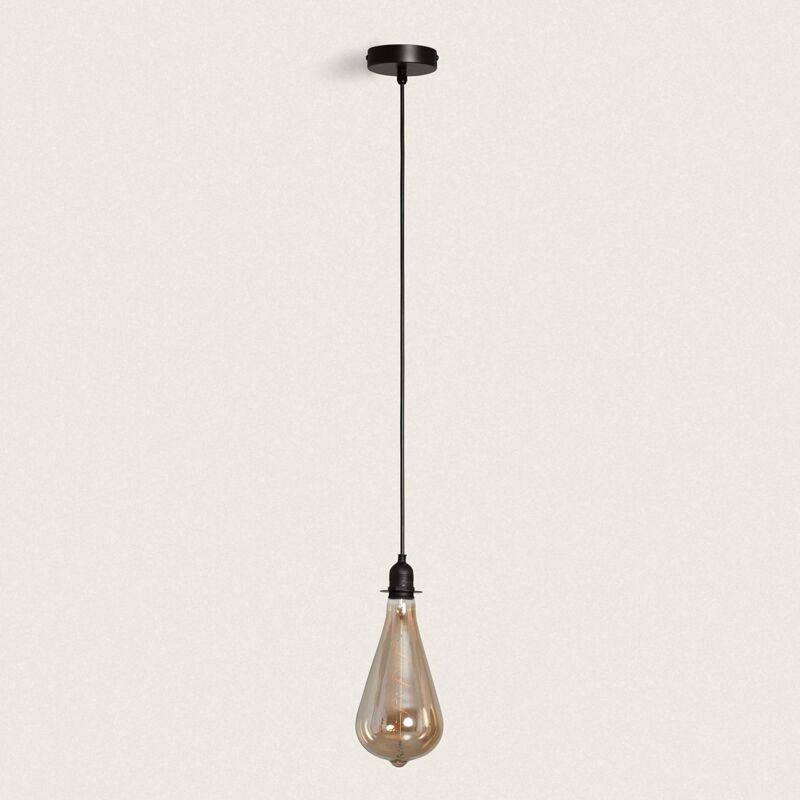 foto del prodotto efectoled supporto con portalampada per lampada a sospensione esterno con cavo pvc nero