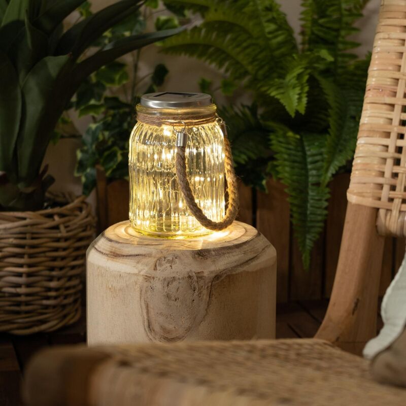 foto del prodotto efectoled vaso di vetro led portatile solare winy 3000k bianco caldo