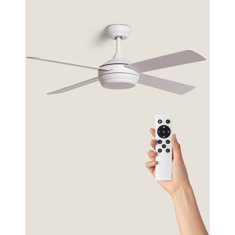 foto del prodotto efectoled ventilatore da soffitto navy bianco 132cm motore dc, colore lama bianco, telecomando, senza luce, wifi false