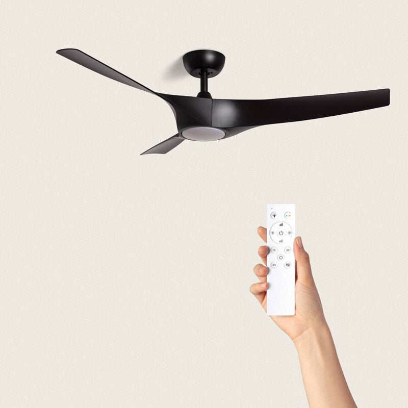 foto del prodotto efectoled ventilatore da soffitto silenzioso egina 132cm motore dc, colore lama nero, telecomando, con luce, wifi false