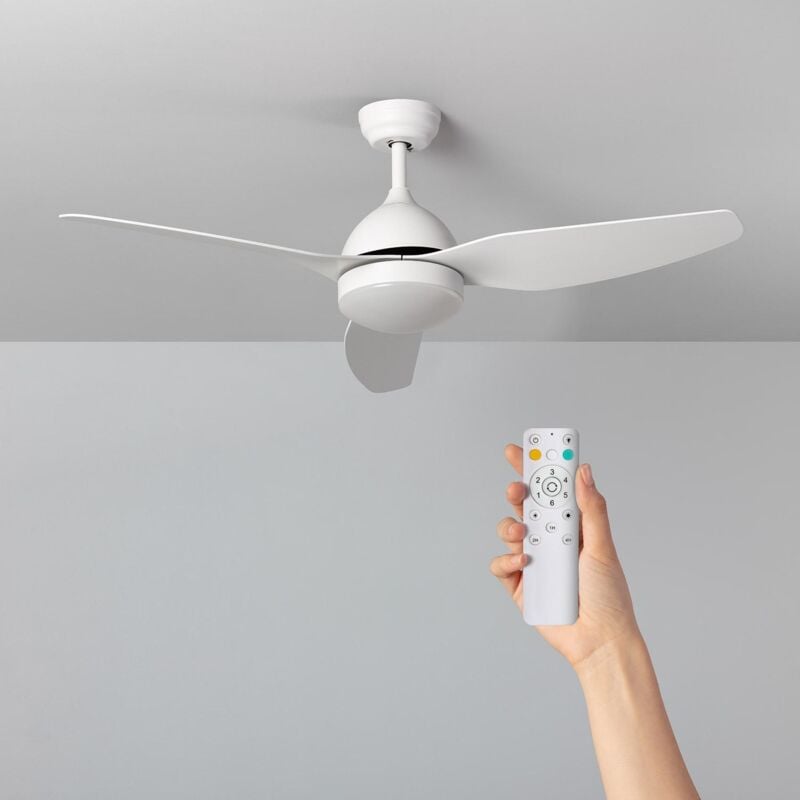 foto del prodotto efectoled ventilatore da soffitto silenzioso woolworth bianco 127cm motore dc per esterni, , telecomando, con luce
