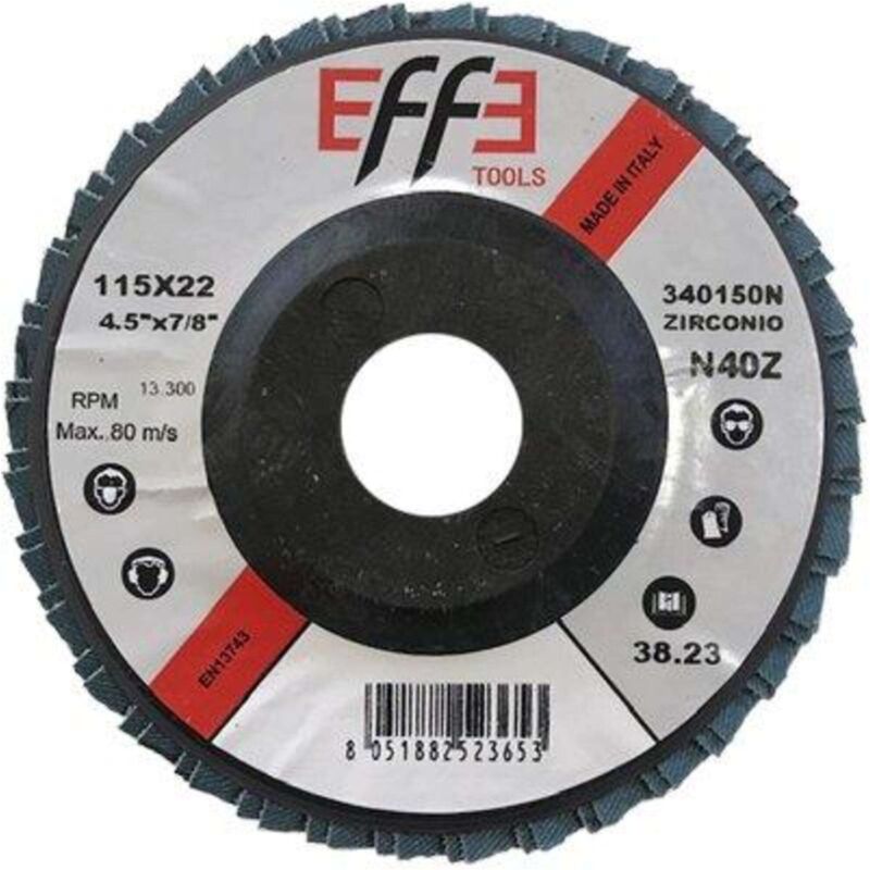 foto del prodotto effe disco a lamelle radiali zirconio mm 115x22,2 grana 120 10 pezzi