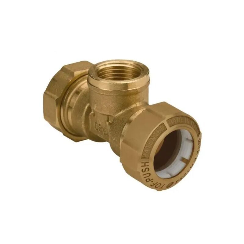foto del prodotto effebi spa raccordoa a t femmina in ottone per tubo in polietilene serie tof push 25x3 4 x 25 effebi