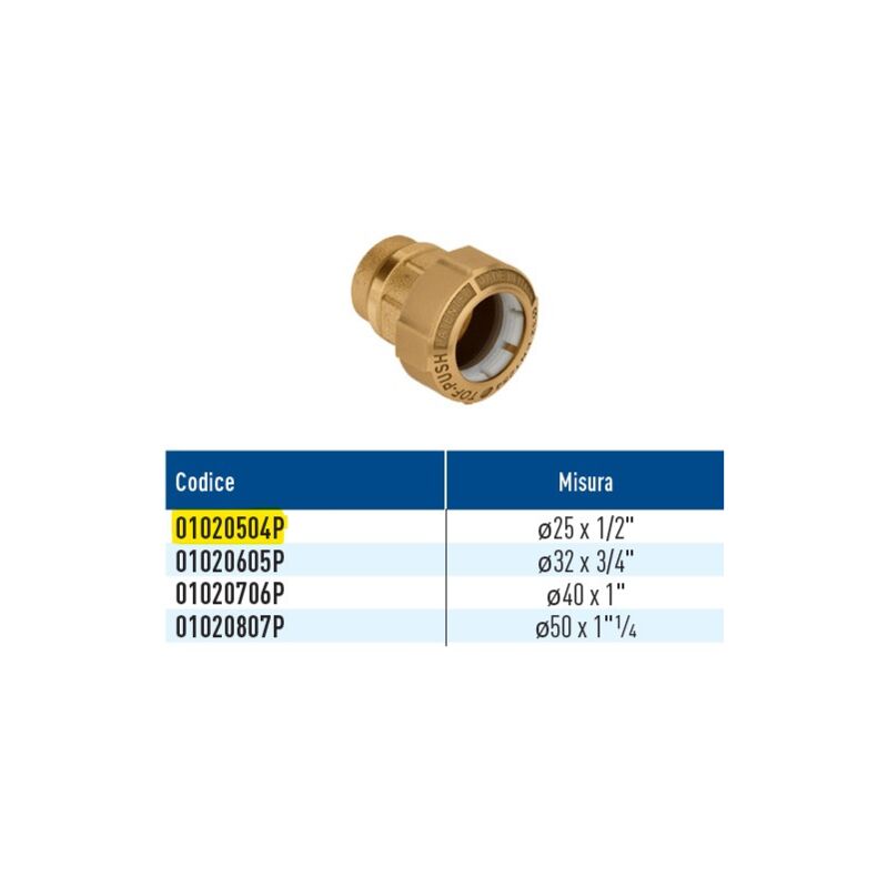 foto del prodotto effebi spa tof f rd push monogiunto per pe con filetto femmina ridotto con anello in plastica 25 x 1 2 01020504p