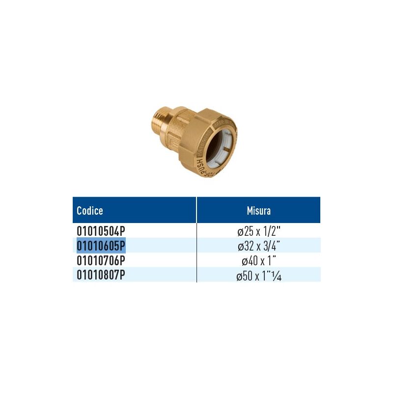 foto del prodotto effebi spa tof m rd push raccordo monogiunto per pe con filetto maschio con anello in plastica 32 x 3 4 01010605p