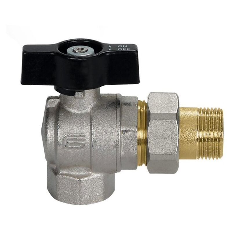 foto del prodotto effebi spa valvola a sfera a squadra 1 per collettore f codola e girello con farfalla in alluminio 2077n406