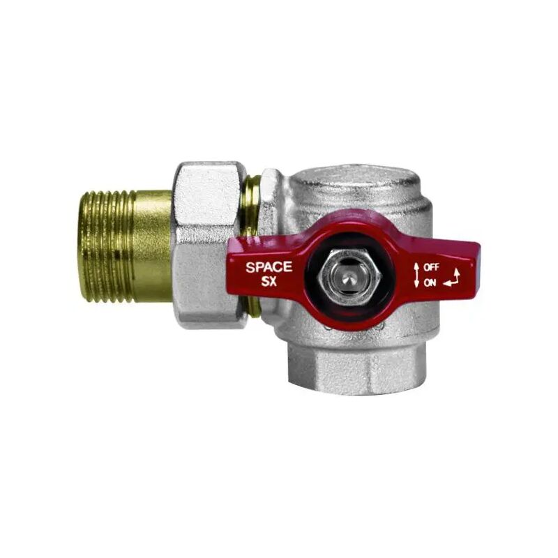 foto del prodotto effebi spa valvola a sfera a squadra in ottone con verso sinistro a presa frontale modello space 3 4 effebi