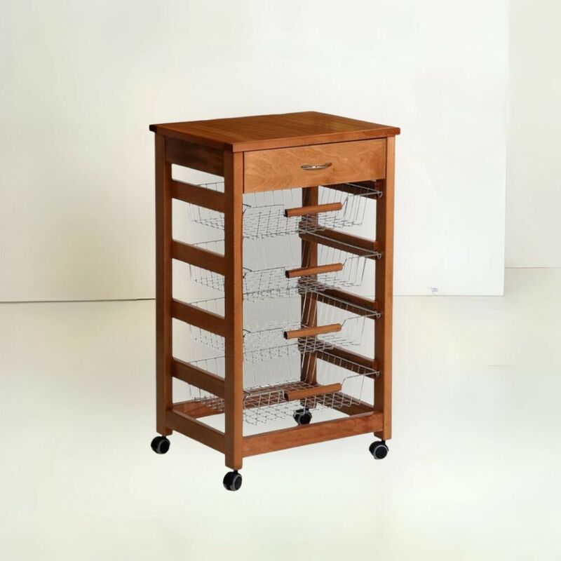 foto del prodotto effezeta italia carrello da cucina 4 cestini estraibili ed un cassetto vesuvio colore rovere