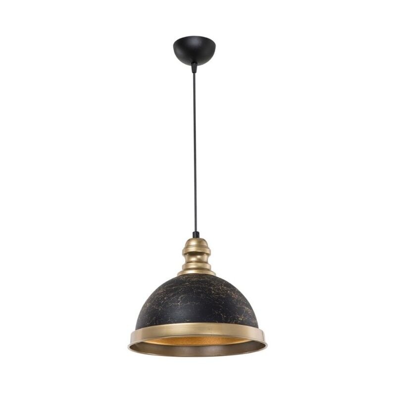 foto del prodotto effezeta italia lampada a sospensione con paralume metallo nero e dettagli oro astek asz1637