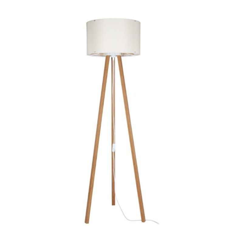 foto del prodotto effezeta italia lampada da terra treppiede rovere con paralume tessuto crema piko asz1664