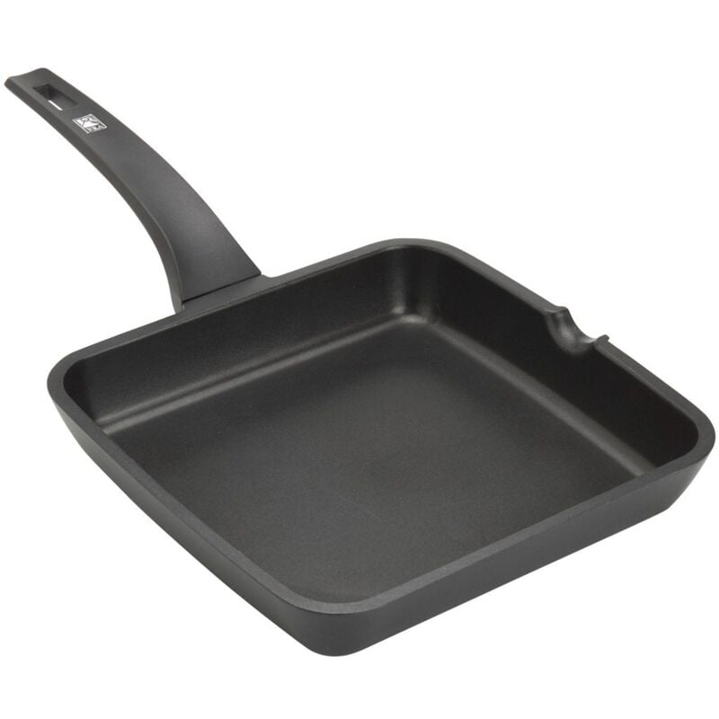 foto del prodotto efficient grill liscia in ghisa d'alluminio, con rivestimento antiaderente teflon platinum plus, nero, 22 cm - bra