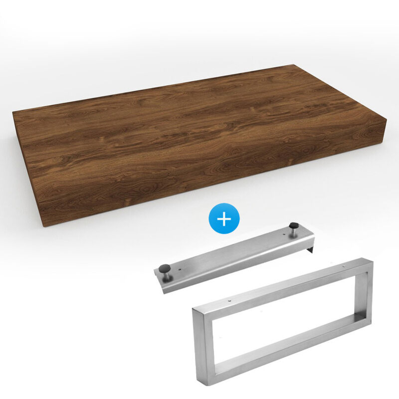 foto del prodotto egger set lavabo naturale da appoggio 100x8x50 cm mobile 39,5 cm portasciugamani 45 cm, marrone scuro do10050dt fix2 