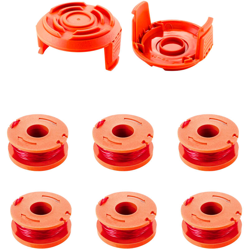 foto del prodotto eglemtek 6 bobine ricambio per decespugliatore rocchetti filo per tagliabordi diametro 1,65 mm 3 m di lunghezza trimmer in nylon con coperchio