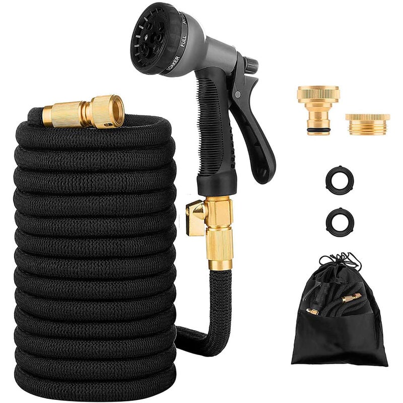 foto del prodotto eglemtek tubo da giardino estensibile da 5 a 15 metri raccordi in ottone massiccio tubo flessibile per acqua valvola di arresto e ugello