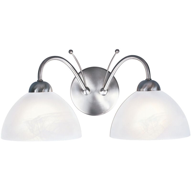foto del prodotto eglo applique contemporanea milanese acciaio argento vetro 2 luci e14