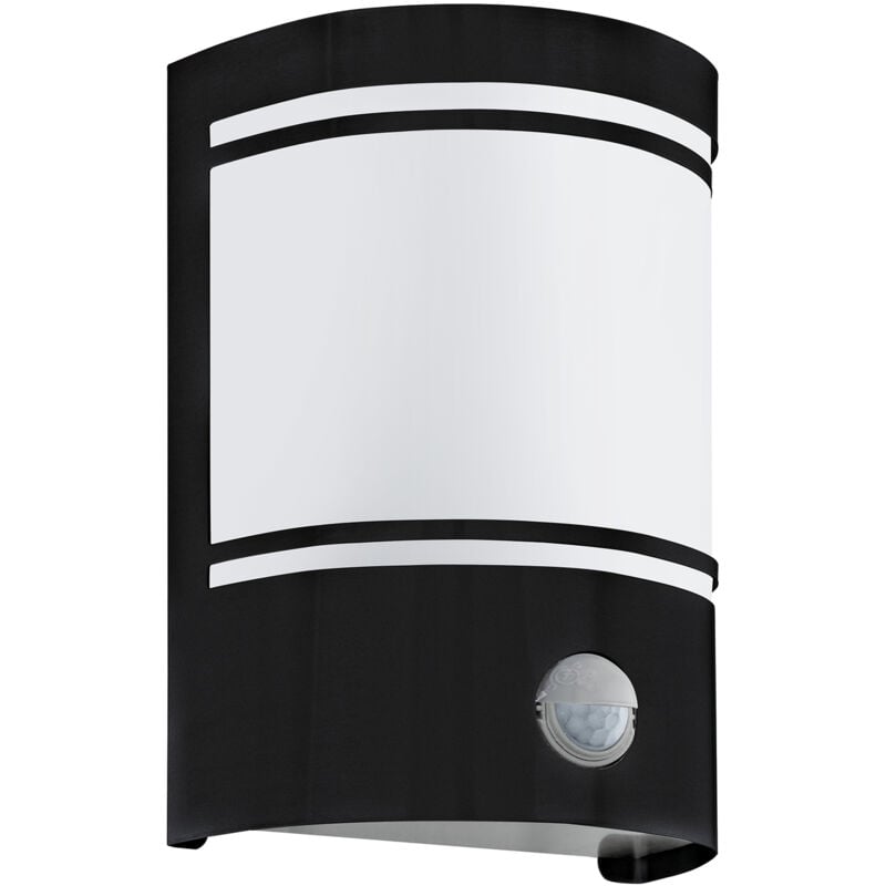 foto del prodotto eglo applique esterno contemporanea cerno metallo nero vetro bianco luce