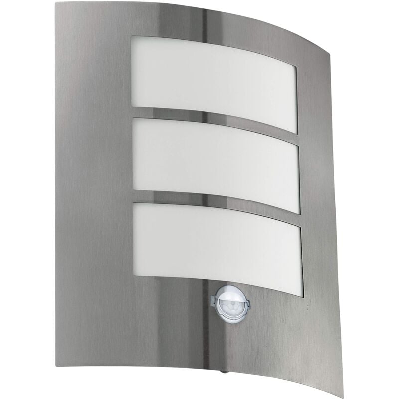 foto del prodotto eglo applique esterno contemporanea city acciaio argento policarbonato bianco e27