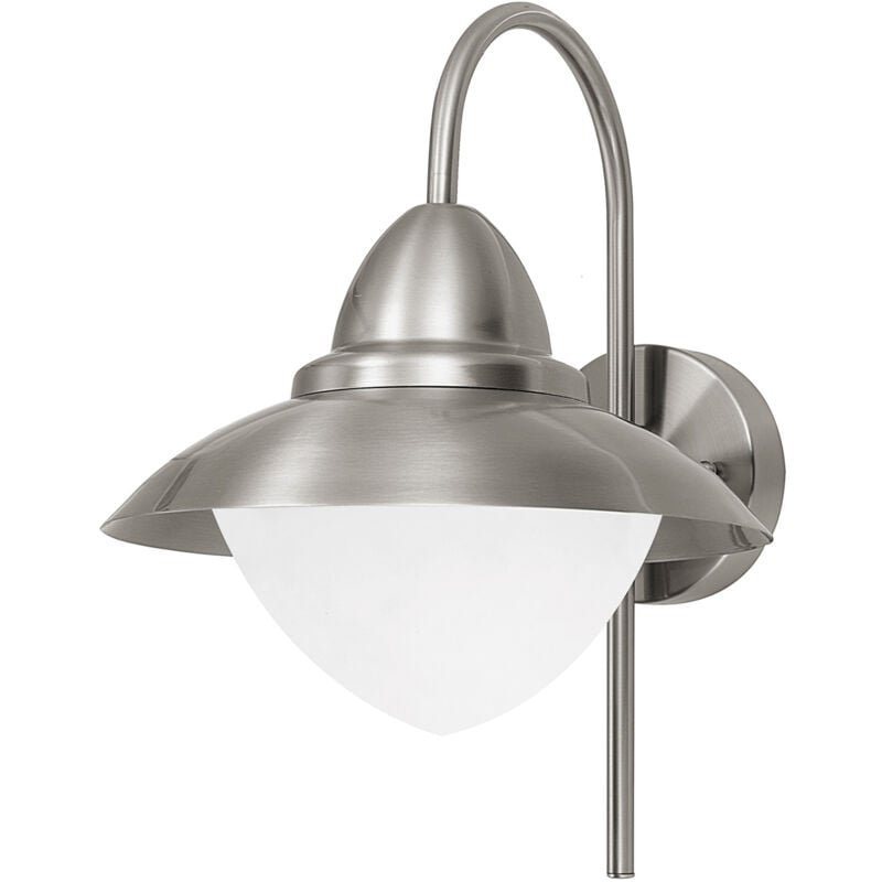 foto del prodotto eglo applique esterno contemporanea sidney acciaio argento vetro bianco e27