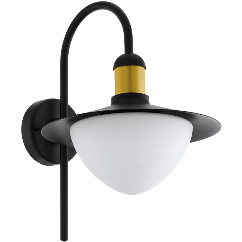 foto del prodotto eglo applique esterno contemporanea sirmione metallo nero vetro bianco 1 luce e27