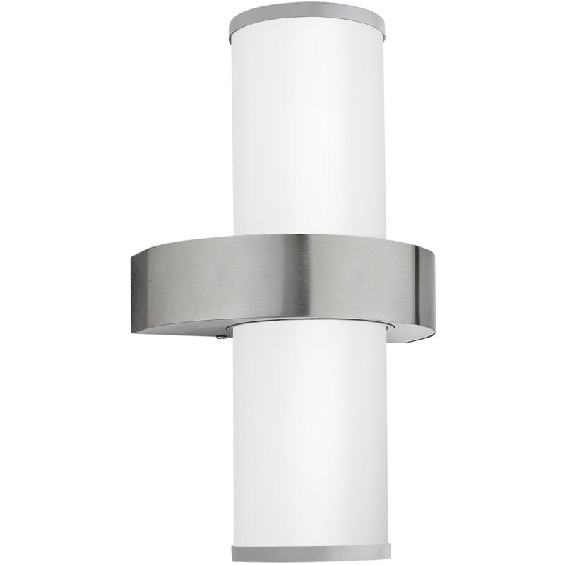 foto del prodotto eglo applique esterno moderna beverly acciaio argento vetro bianco e27