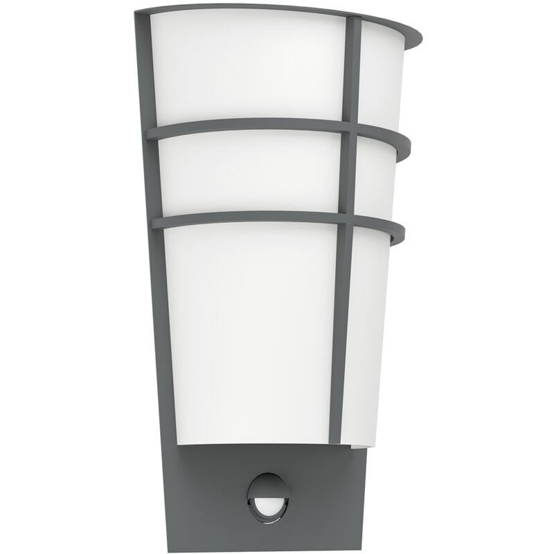 foto del prodotto eglo applique esterno sensore breganzo 1 metallo grigio policarbonato bianco led