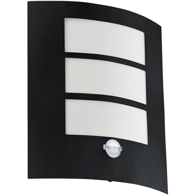foto del prodotto eglo applique esterno sensore contemp city metallo nero policarbonato bianco e27