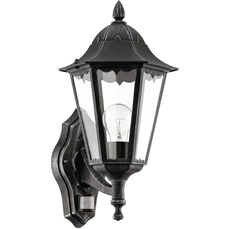 foto del prodotto eglo applique esterno verso alto classica navedo alluminio nero 1 luce e27 h47,5cm