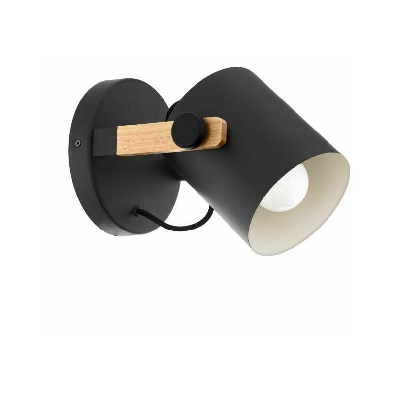 foto del prodotto eglo applique parete vintage lampada interno legno nero lampadina e27 hornwood