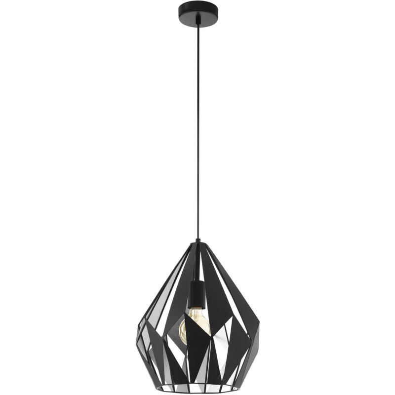 foto del prodotto eglo carlton 1 sospensione e27. nero e argento, 31 x 31 x 110 cm