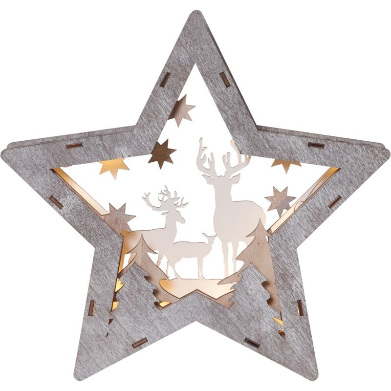 foto del prodotto eglo christmas eglo decorazione natalizia a led a forma di stella con motivo foresta, paesaggio invernale con illuminazione a batteria, luce bianca